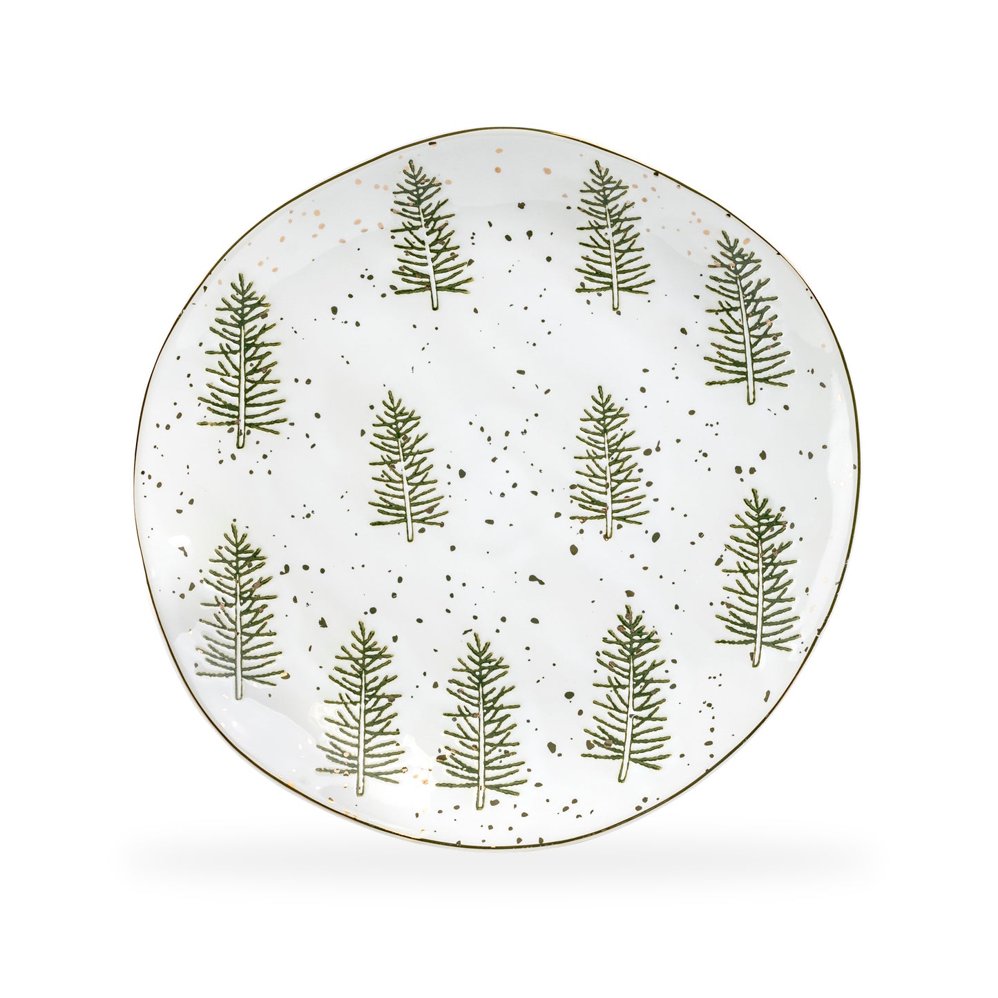 Snowy Pine Trees Organic Shape Dessert/Dinner Plate