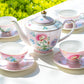 Grace Teaware Pink Flower Garden 9-piece Fine Porcelain Tea Set