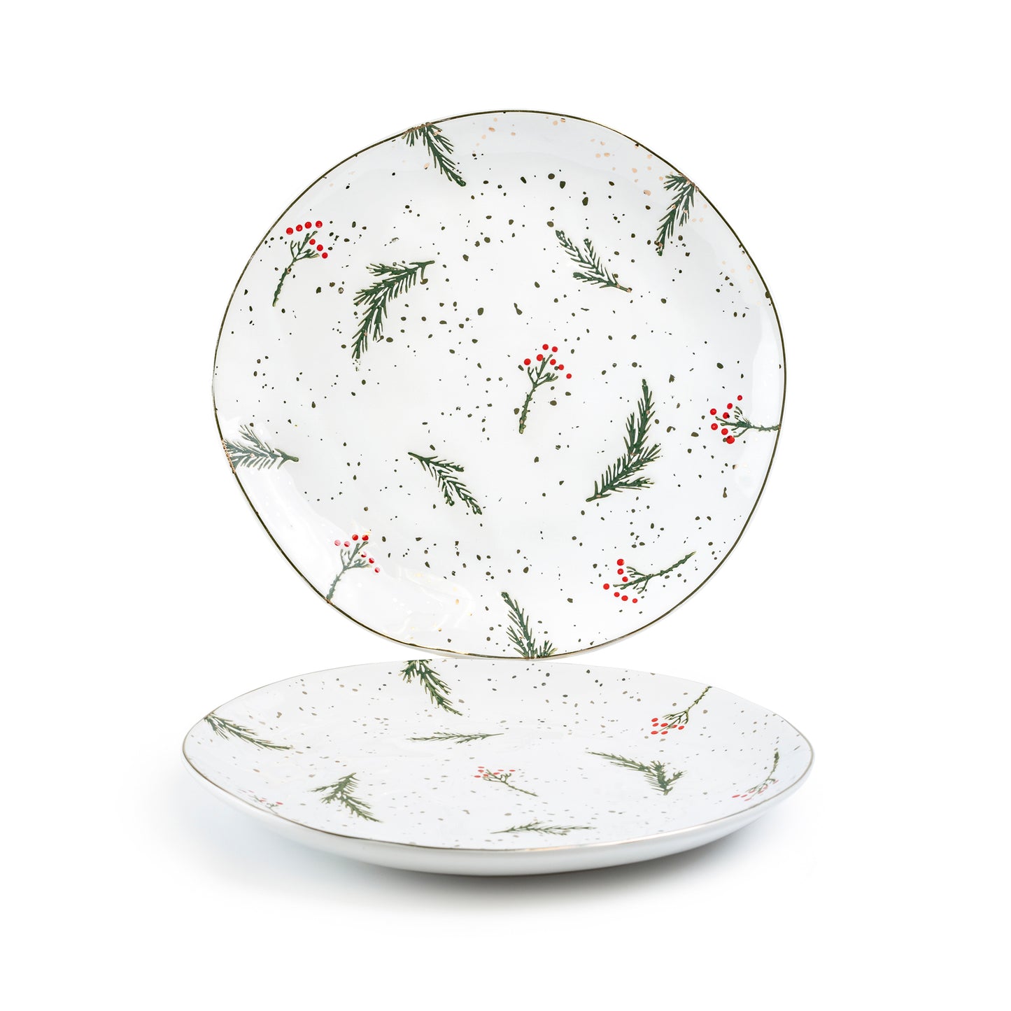 Holly Berries Organic Shape Dessert/Dinner Plate