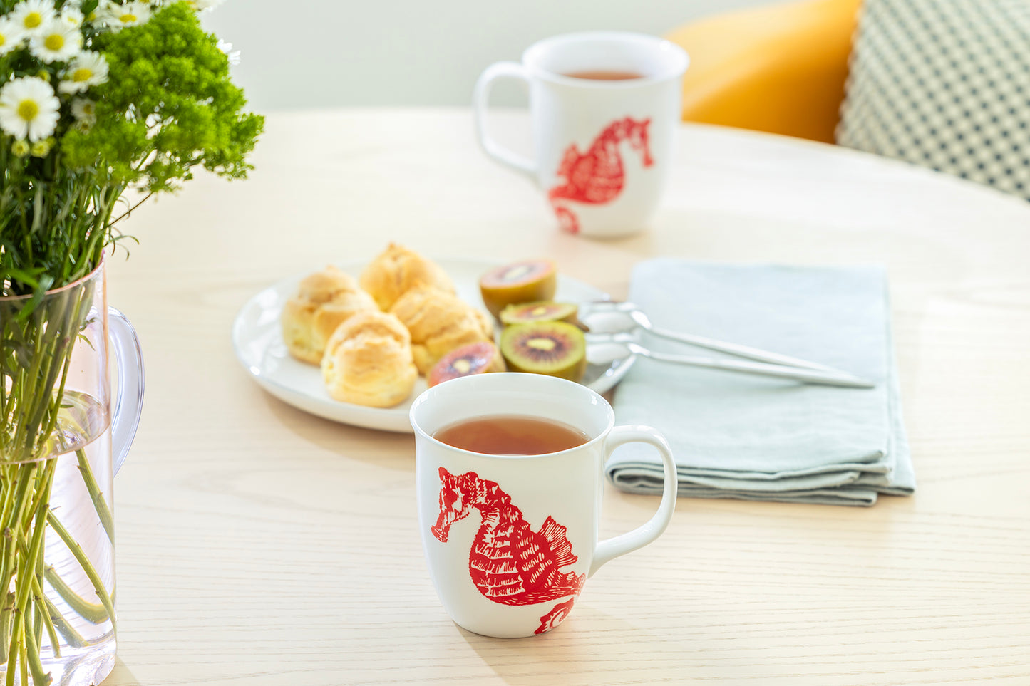 Red Seahorse Bone China Mug