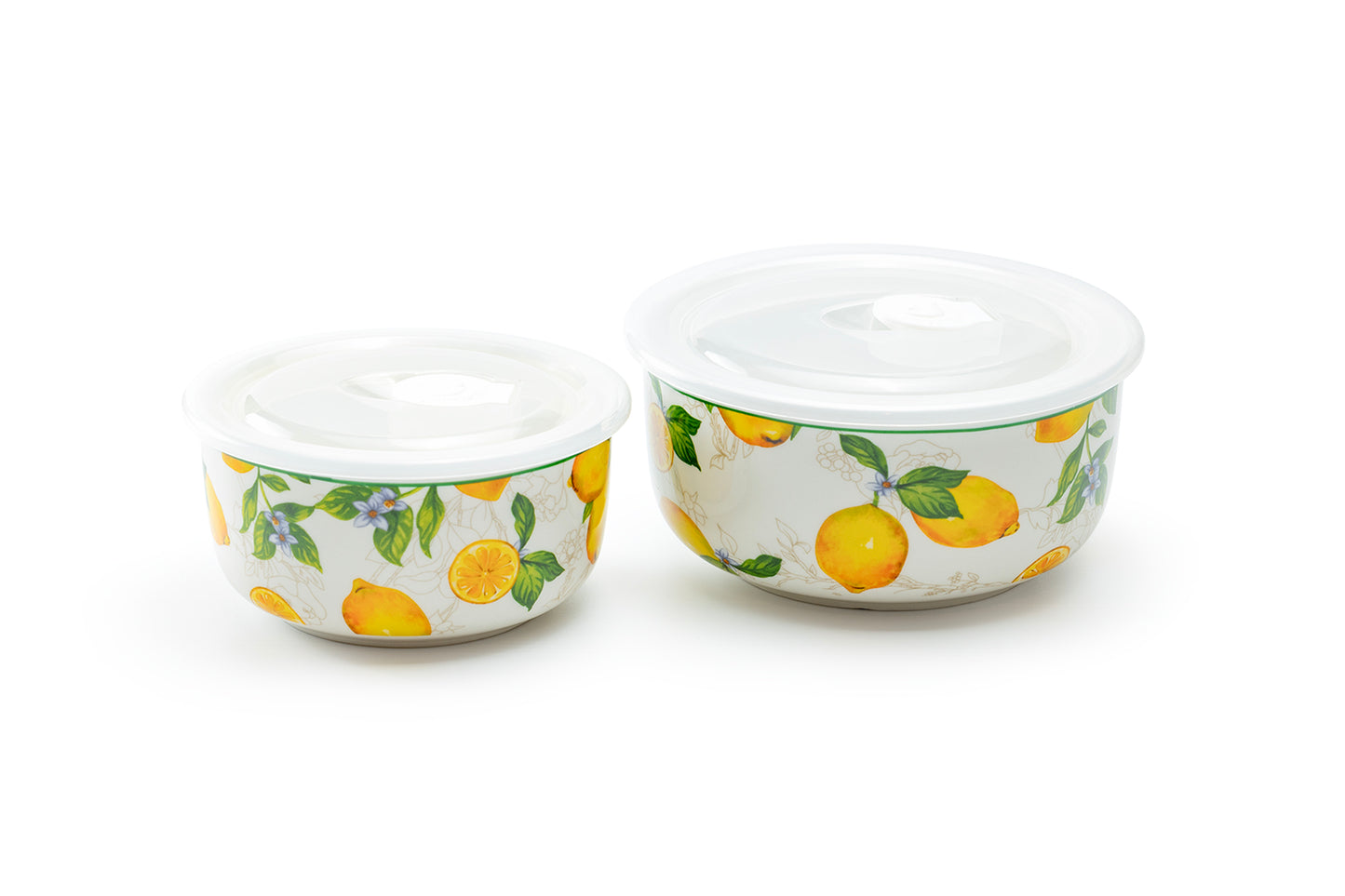 Lemon Garden Storage Bowls with Vented Lids Set of 2