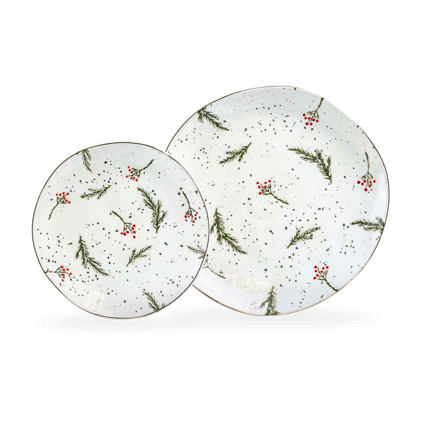 Holly Berries Organic Shape Dessert/Dinner Plate