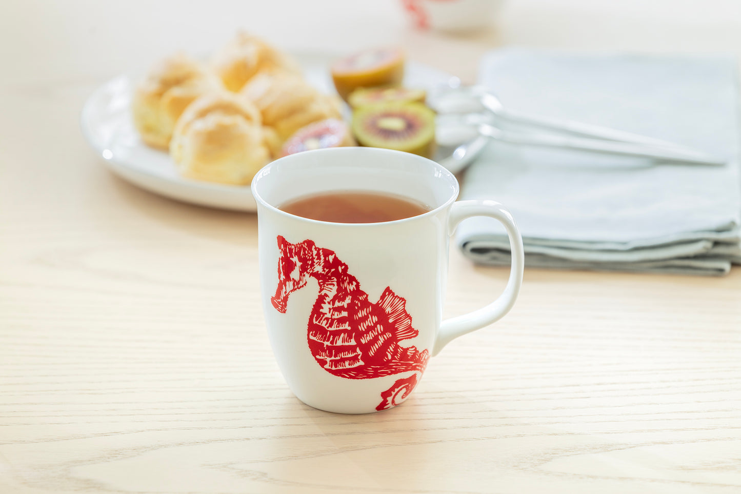 Red Seahorse Bone China Mug