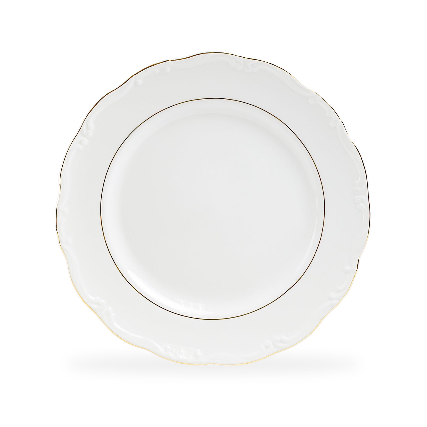 Rococo White Gold Fine Porcelain Dessert/Dinner Plate