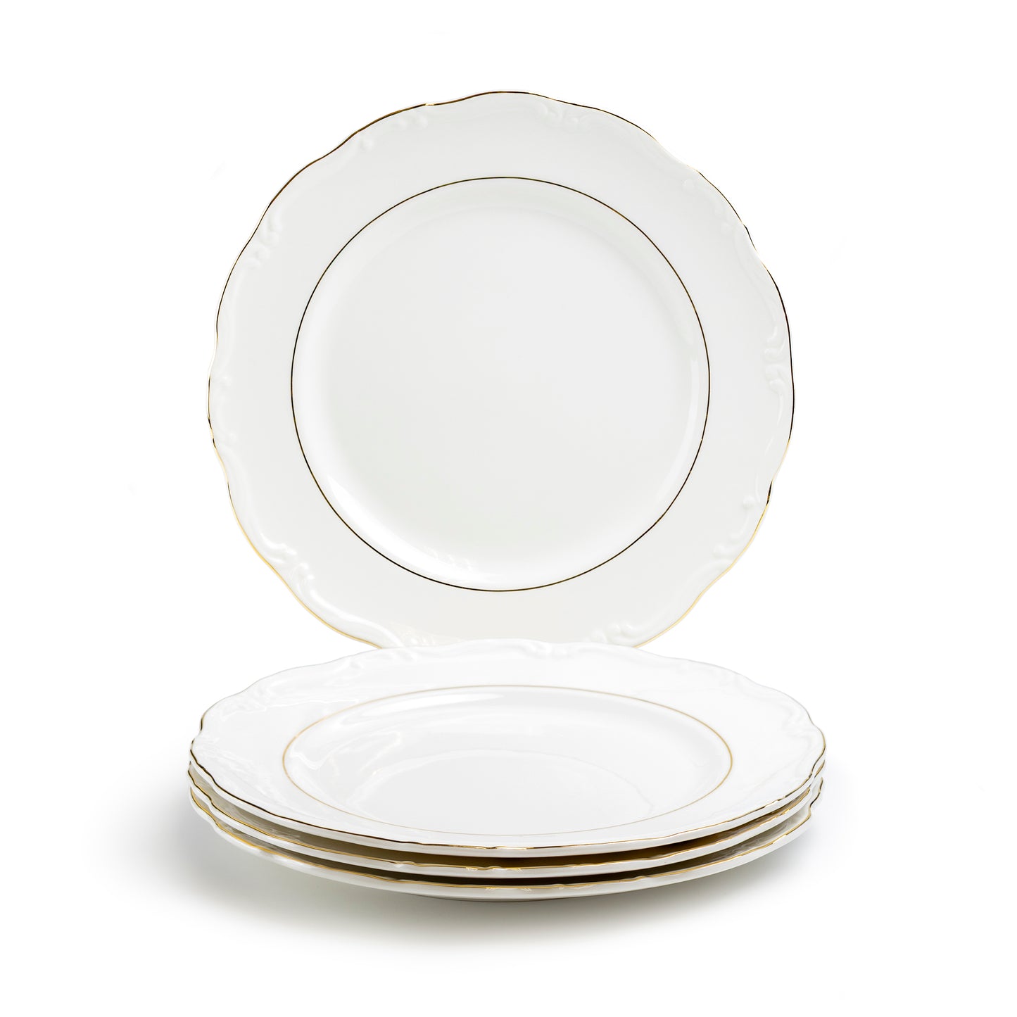 Rococo White Gold Fine Porcelain Dessert/Dinner Plate
