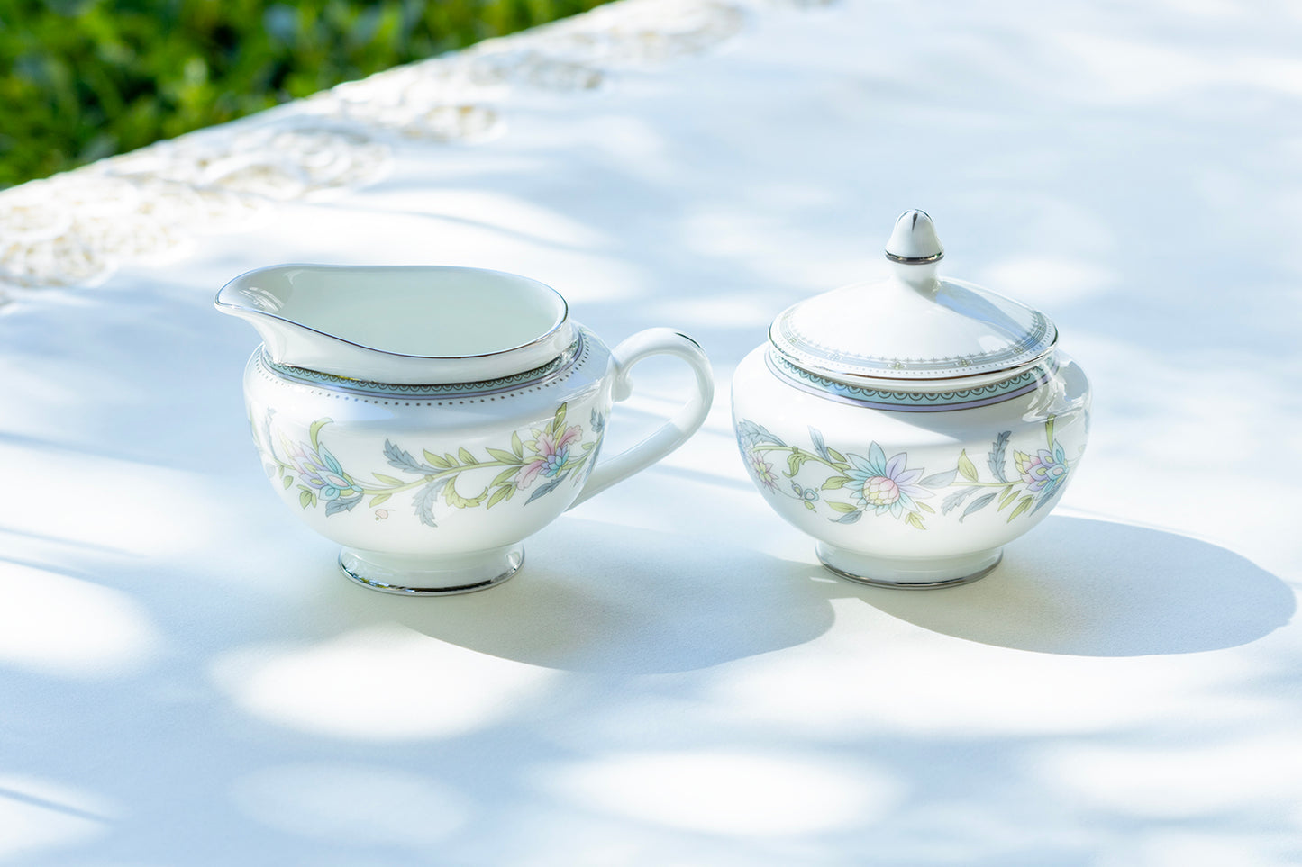 Gracie Bone China Lotus Garden Bone China Sugar and Creamer Set