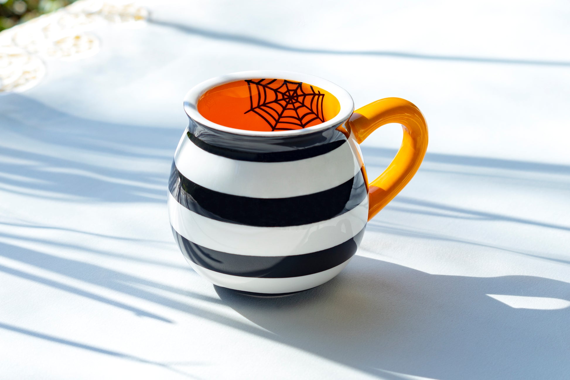 Terramoto Ceramic Halloween Spider Web Stripes Mug