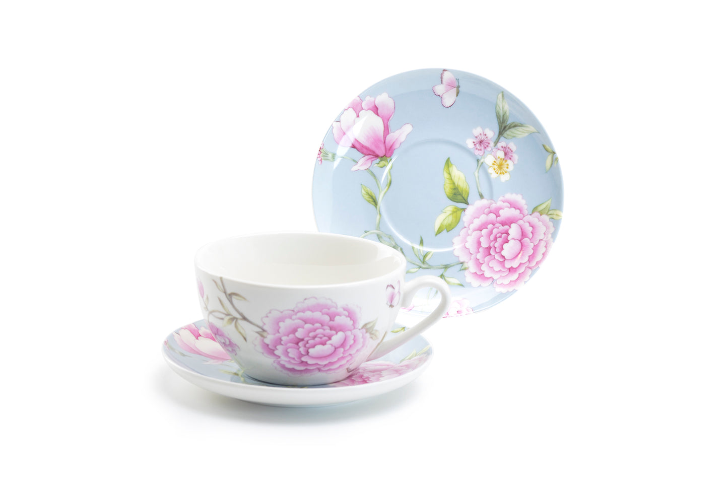 Stechcol Gracie China Peony and Magnolia Fine Porcelain Cup and Saucer set