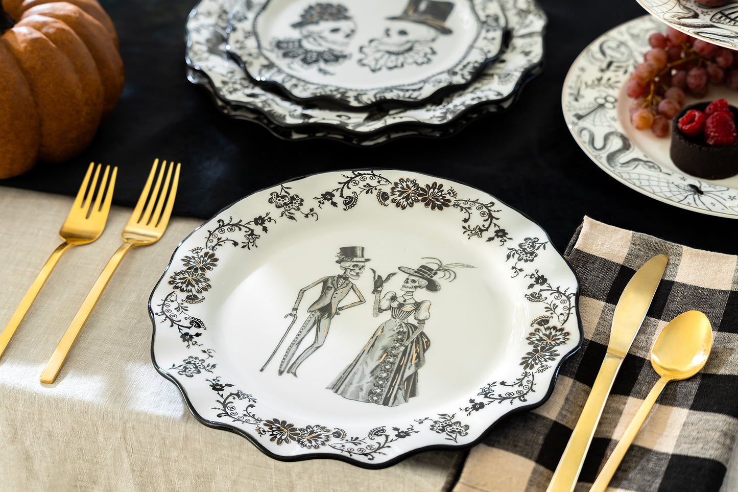 Halloween Victorian Skeletons Dessert/Dinner Plate
