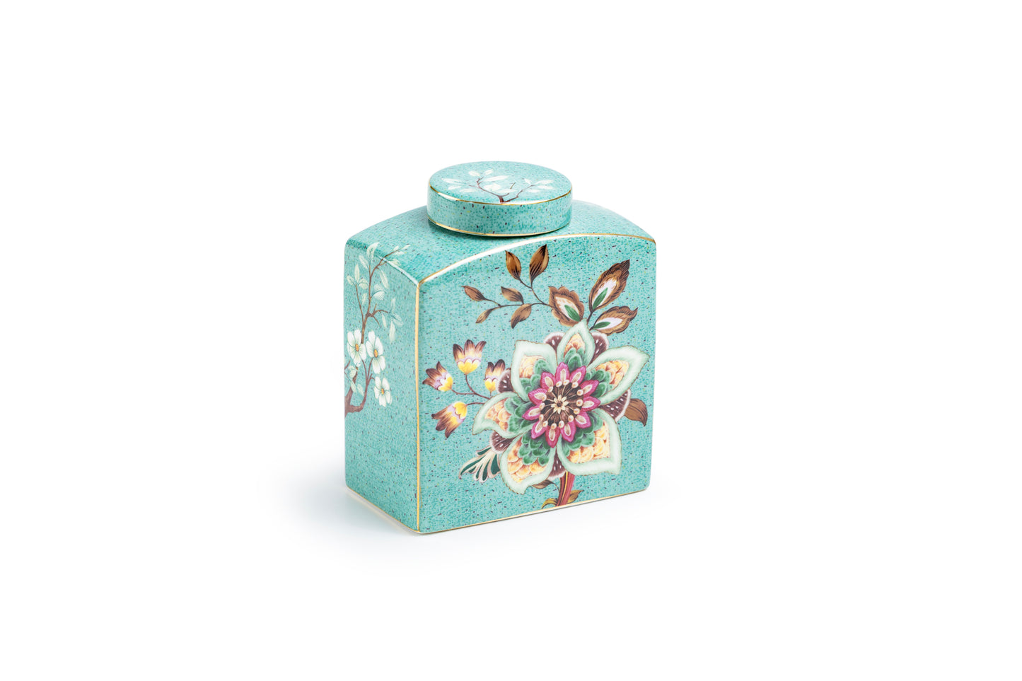 Peacock Lotus Garden Green Fine Porcelain Jar