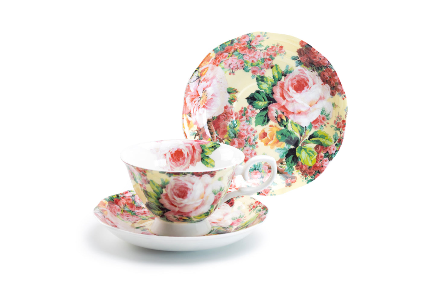 Victorian Rose Bone China Tea Cup and Saucer