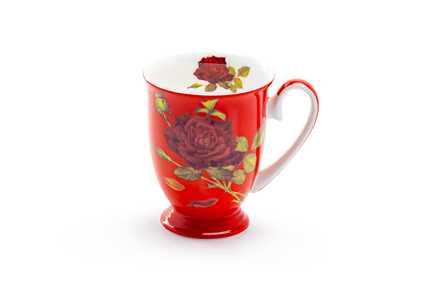 Stechcol Gracie Bone China Stem Rose Red Bone China Footed Mug