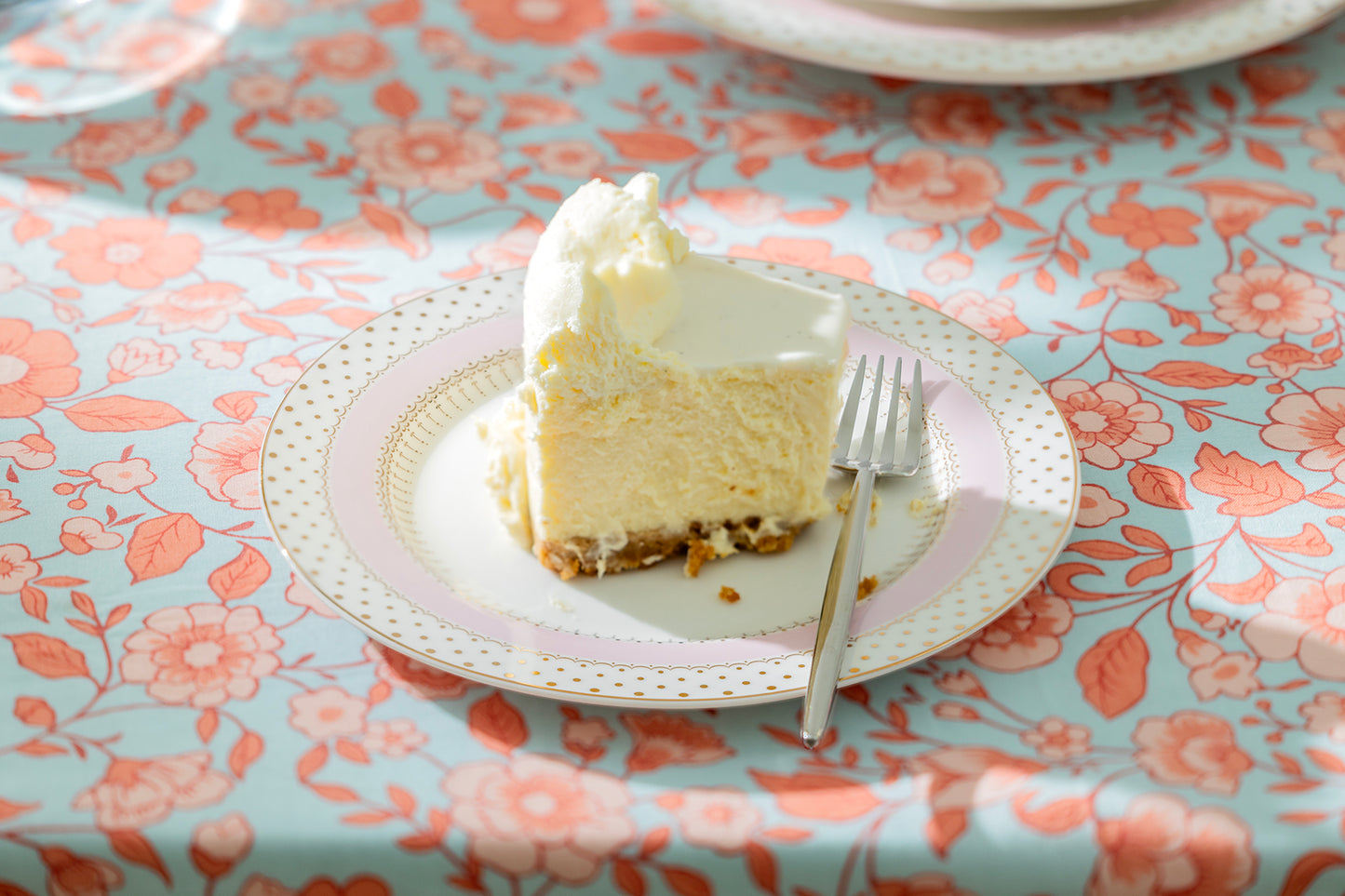 Pink Stripe with Gold Dots Fine Porcelain Dessert/Dinner Plate