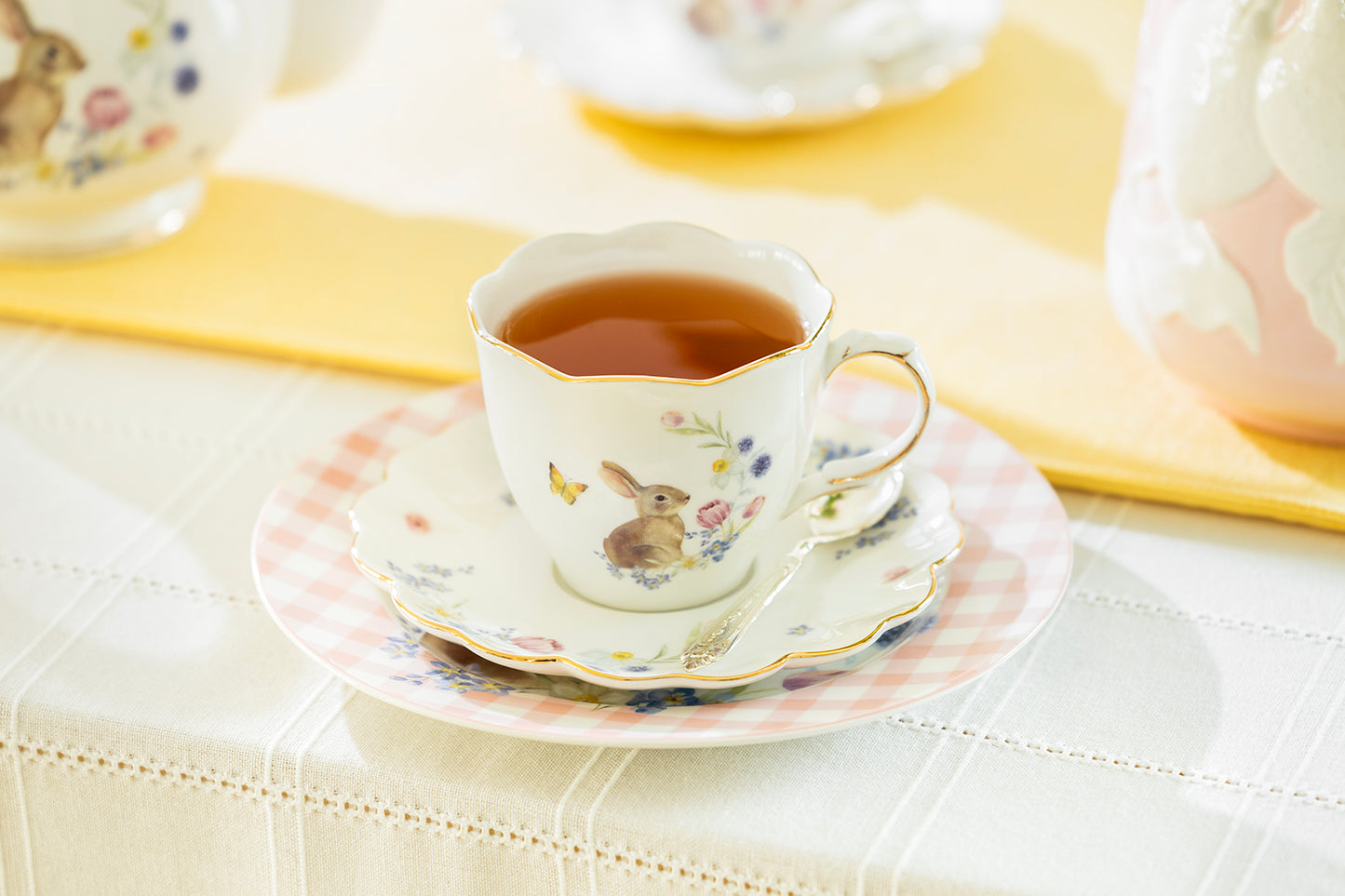 Meadow Bunny Fine Porcelain Tea Cup and Saucer