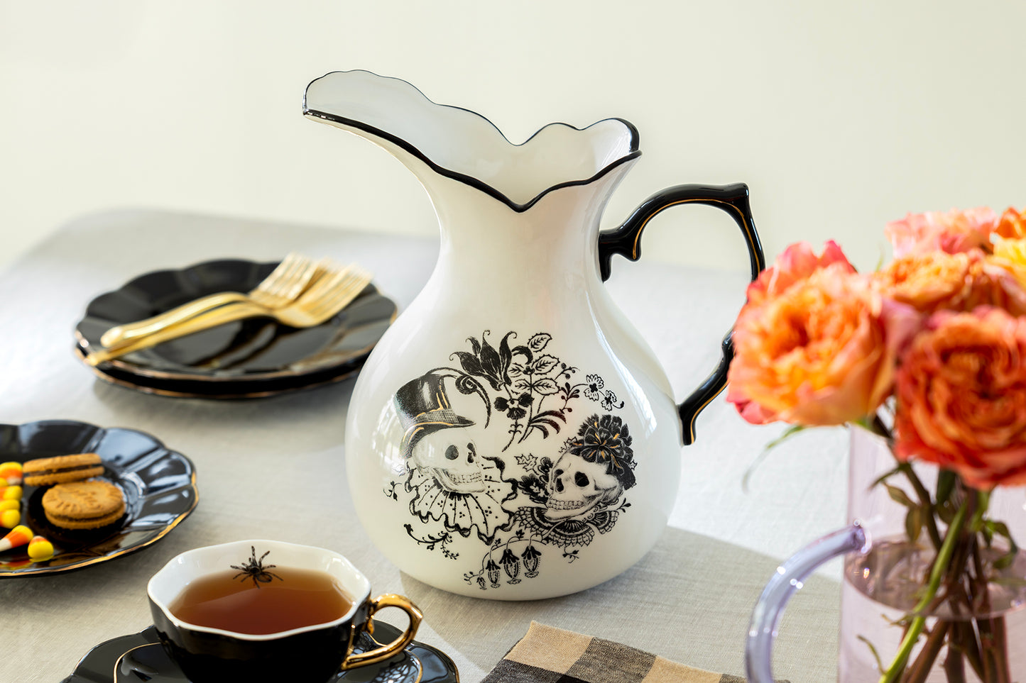 Halloween Victorian Skulls Pitcher