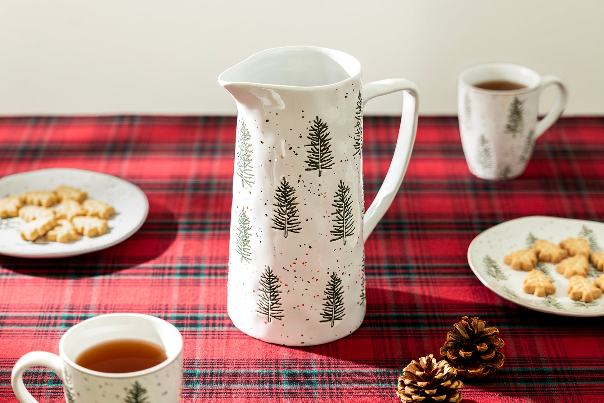 Potter's Studio Snowy Pine Trees Pitcher