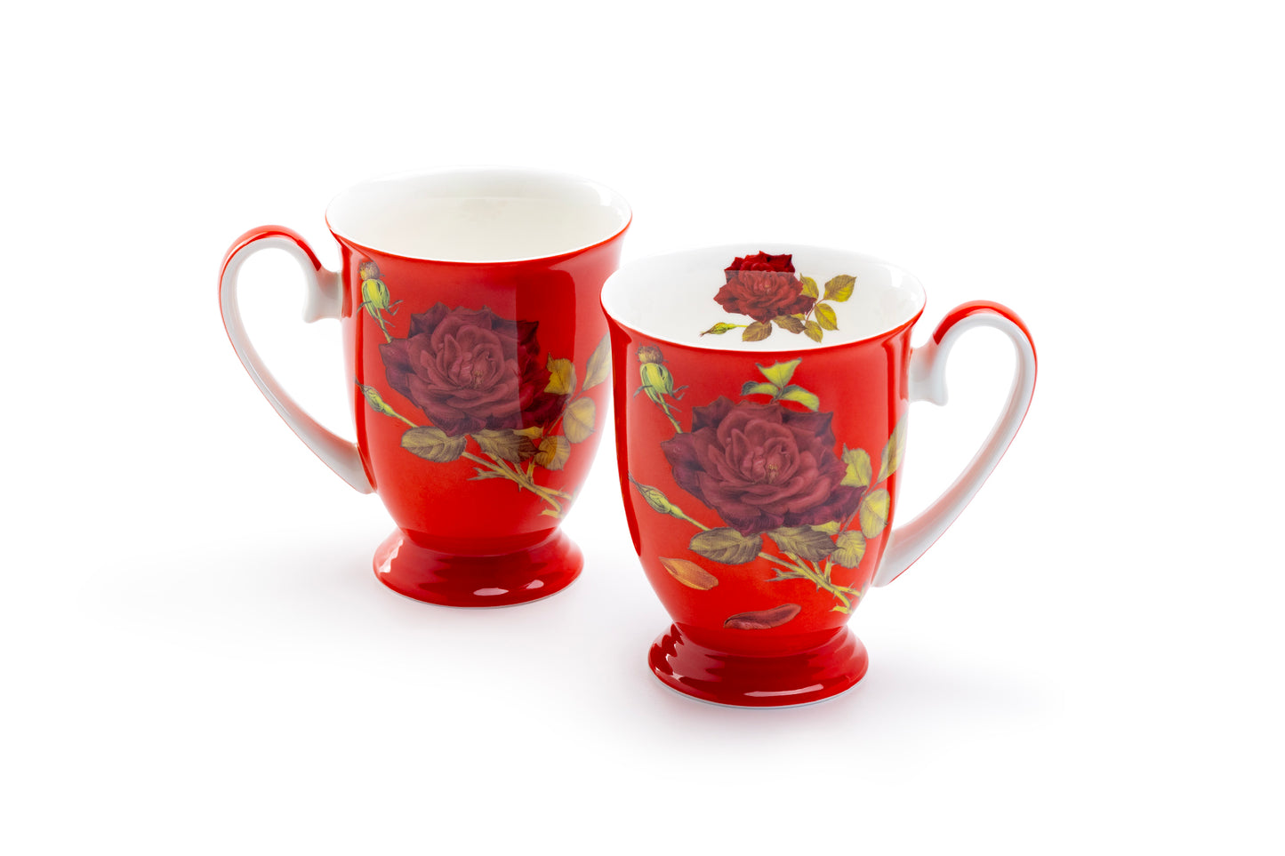 Stechcol Gracie Bone China Stem Rose Red Bone China Footed Mug set of 2