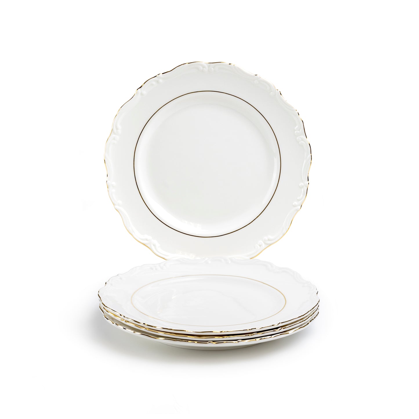 Rococo White Gold Fine Porcelain Dessert/Dinner Plate
