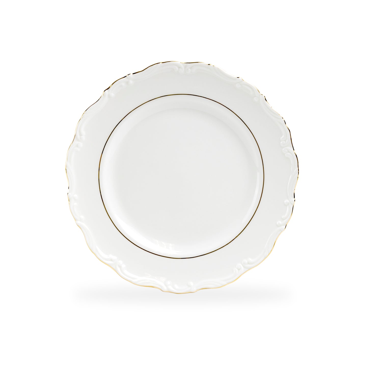 Rococo White Gold Fine Porcelain Dessert/Dinner Plate