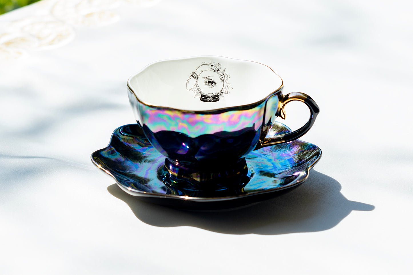 Grace Teaware gold witch eye witchy crystal ball luster tea cup