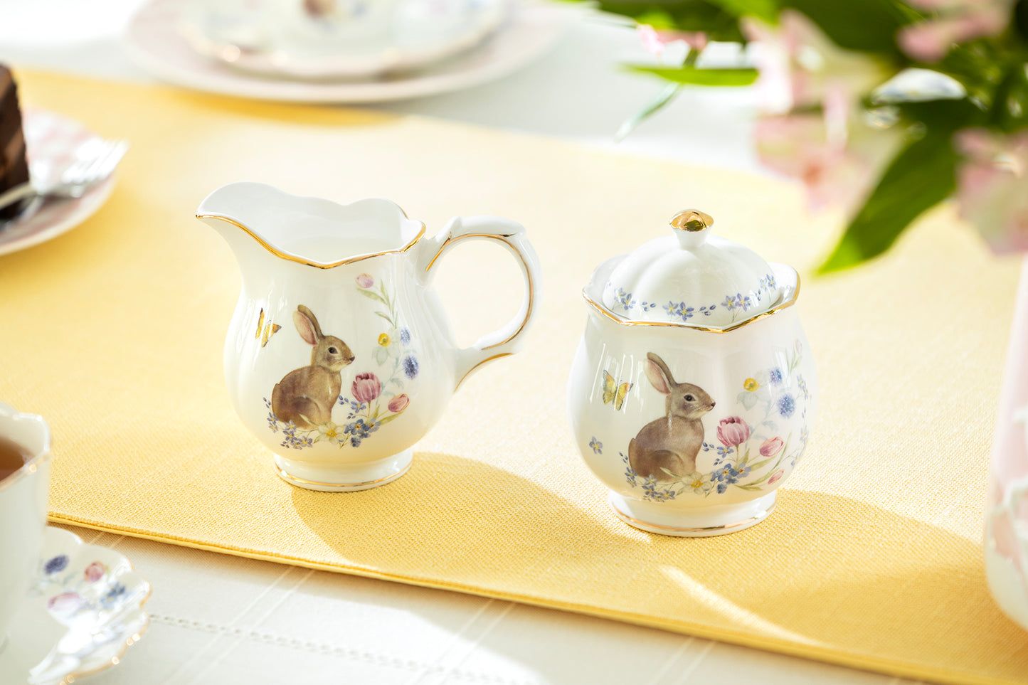 Meadow Bunny Fine Porcelain Sugar & Creamer Set