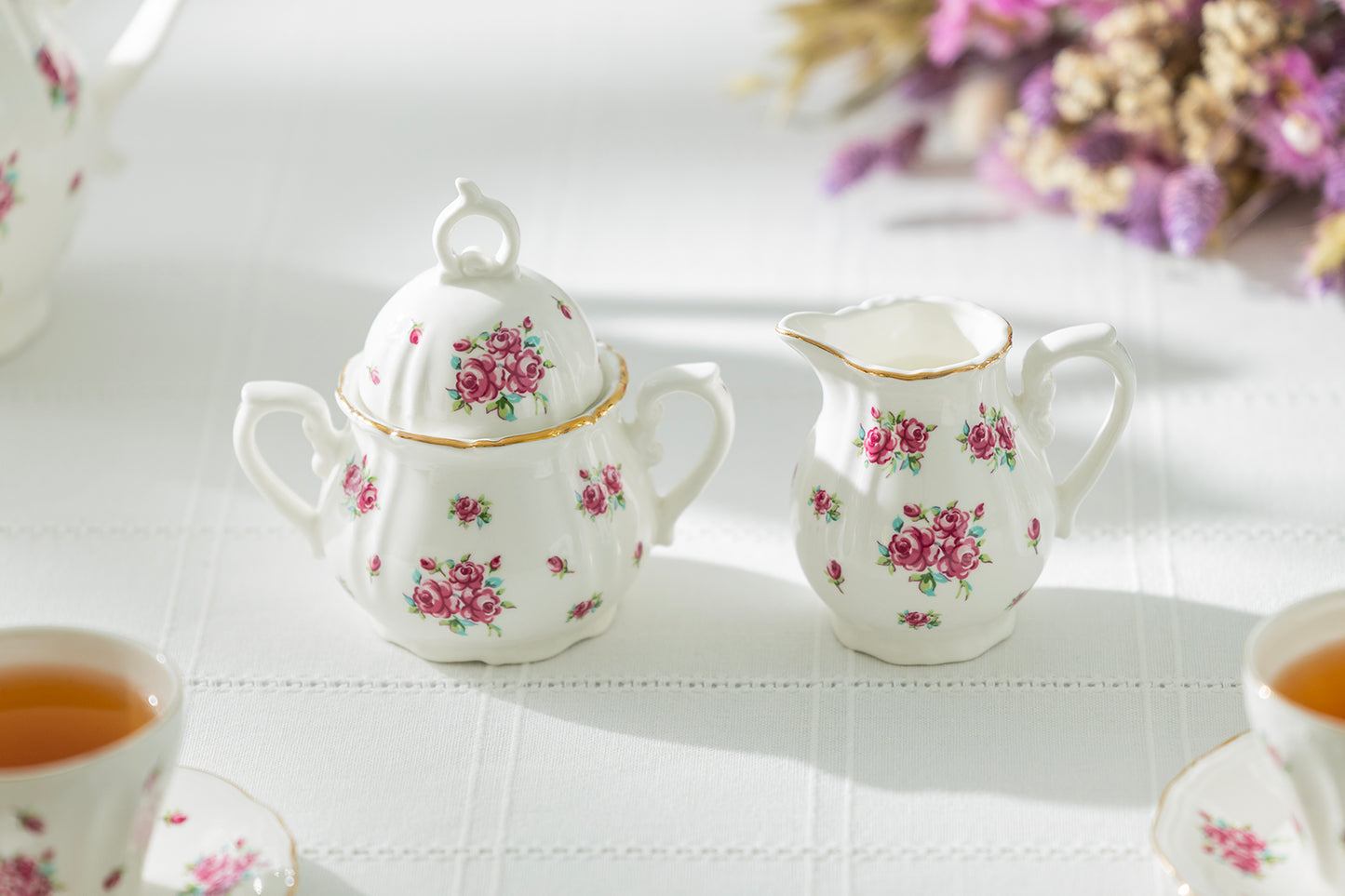 Rose Bud Fine Porcelain Mini Sugar & Creamer Set
