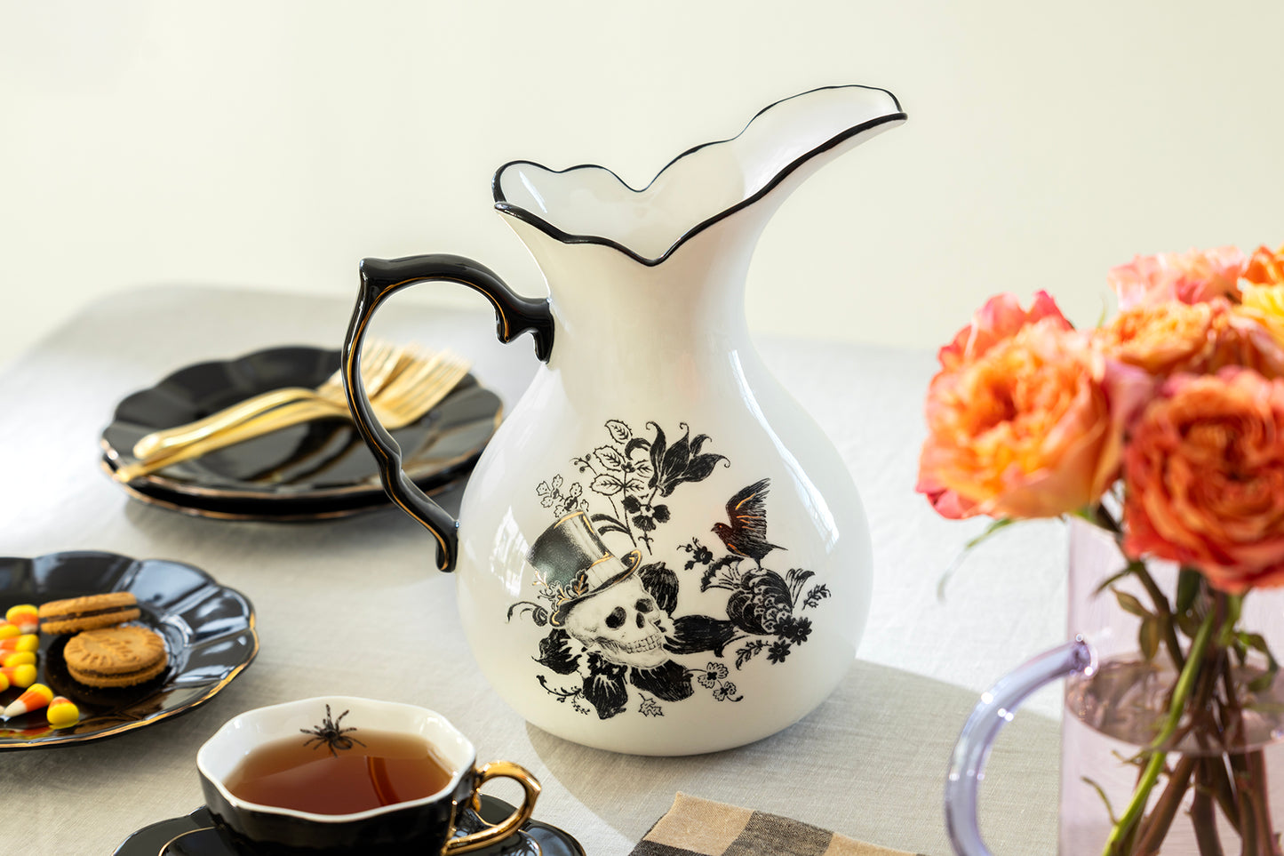 Halloween Victorian Skulls Pitcher