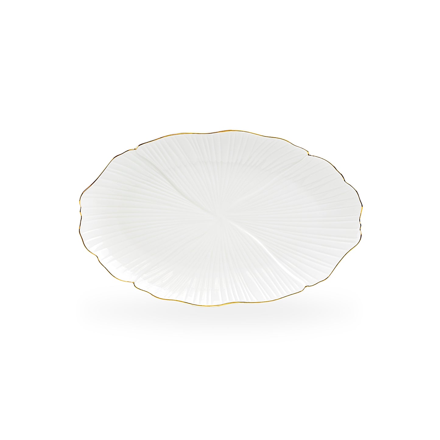 12" Ginkgo Gold Luxe Fine Porcelain Oval Serving Platter - Medium