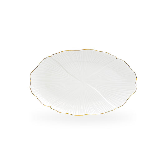 12" Ginkgo Gold Luxe Fine Porcelain Oval Serving Platter - Medium