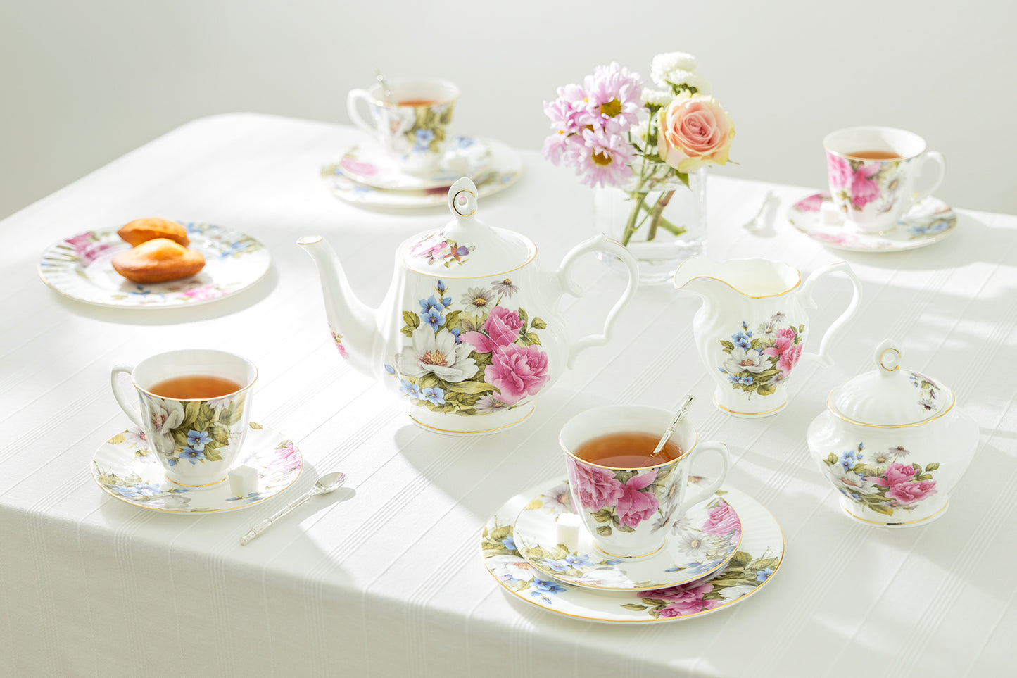 Grace's Rose Bone China 11-Piece Tea Set