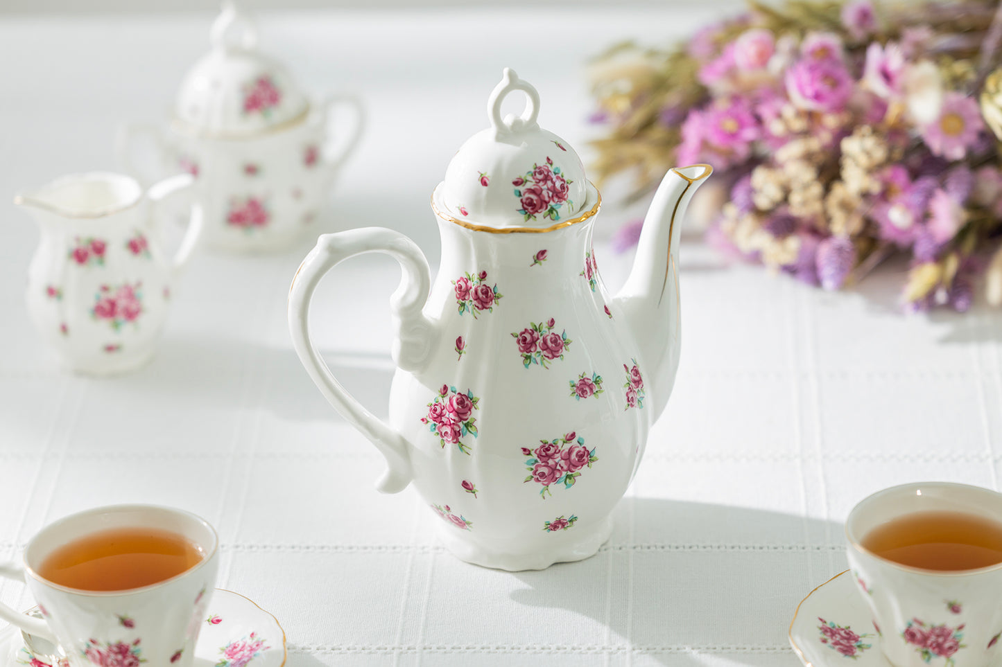 Rose Bud Fine Porcelain Mini Teapot