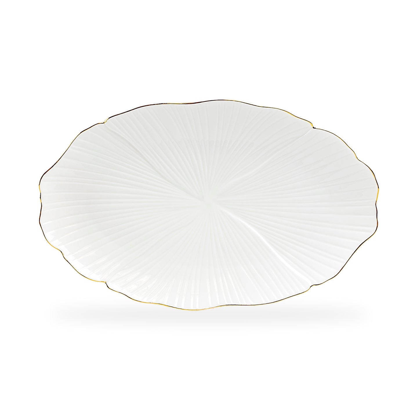 14.25" Ginkgo Gold Luxe Fine Porcelain Oval Serving Platter - Large