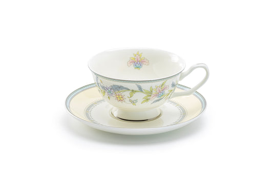 Gracie Bone China Lotus Garden Bone China Cup and Saucer set