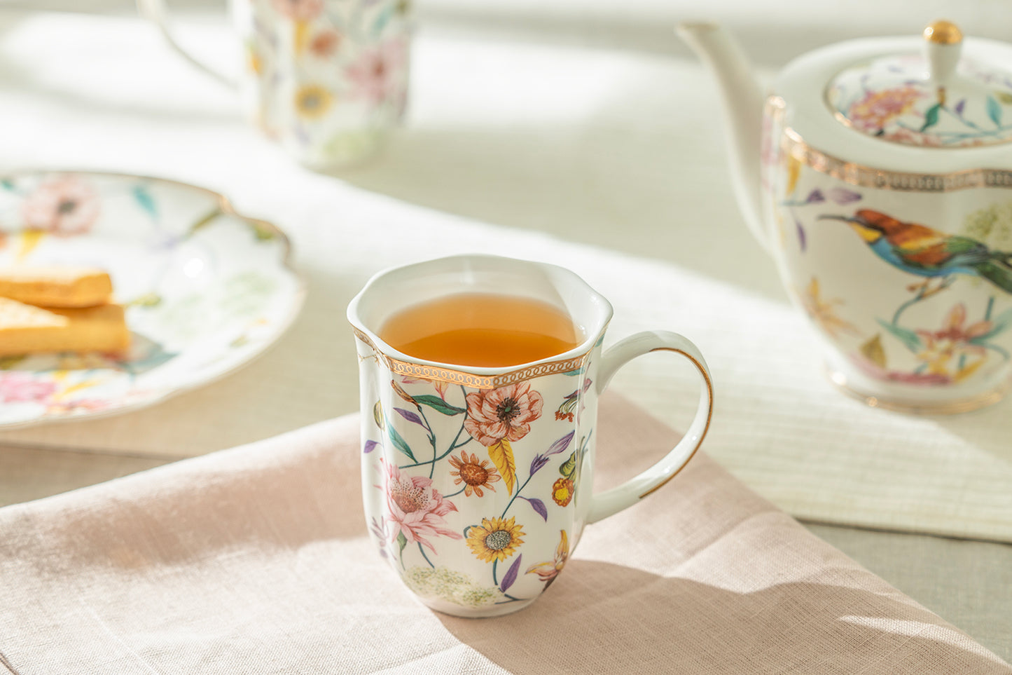 Spring Flowers Fine Porcelain Scallop Mug