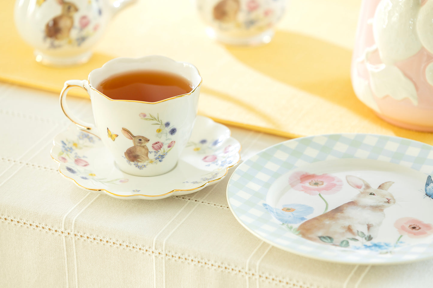 Meadow Bunny Fine Porcelain Tea Cup and Saucer