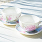 Stechcol Gracie China Peony and Magnolia Fine Porcelain Cup and Saucer set of 2