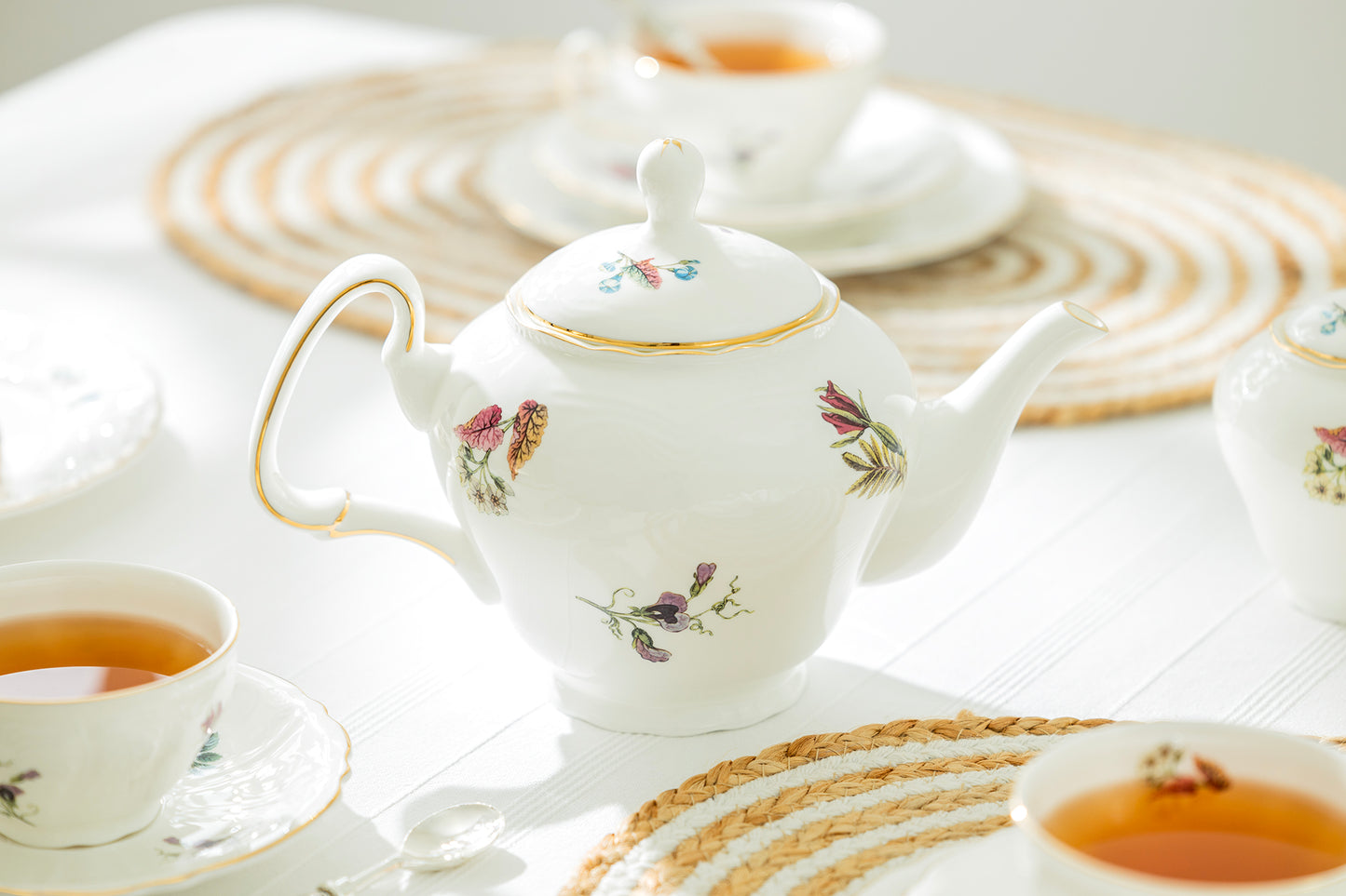 Gracie China Anna Garden Teapot Embossed