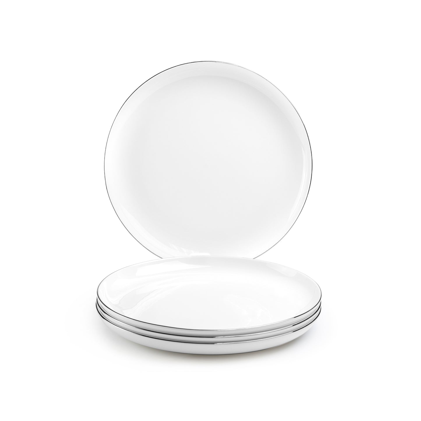 Silver Rim Blanc Bone China Dessert/Dinner Plate