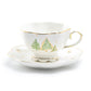 Grace Teaware Christmas Pine Trees Fine Porcelain Tea Cup and Saucer