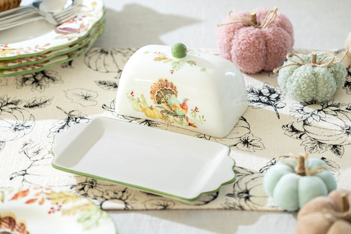 Turkey Autumn Harvest Butter Dish
