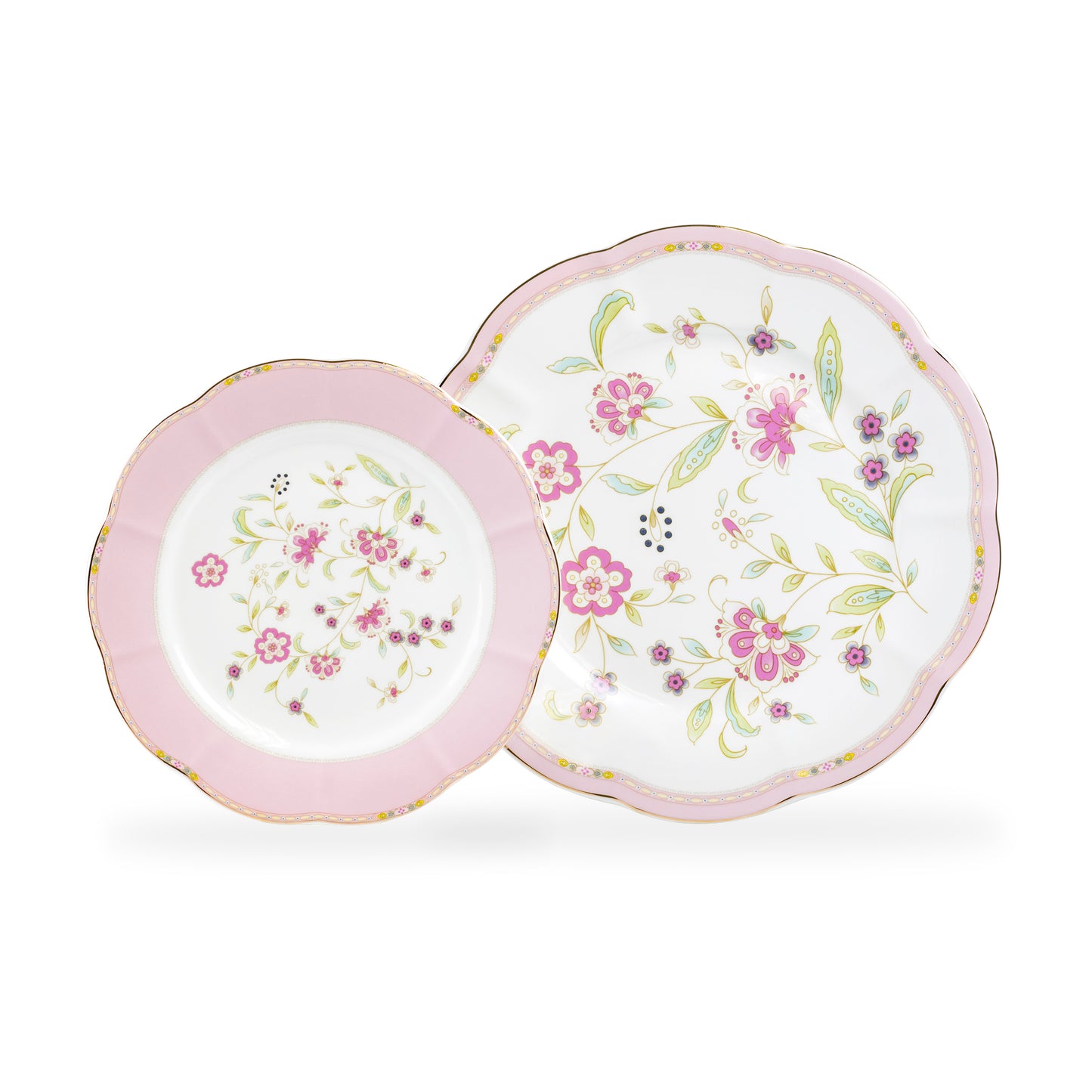 Pink Corn Flowers with Pink Rim Fine Porcelain Dessert/Dinner Plate