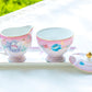 Grace Teaware Pink Flower Garden Fine Porcelain Sugar Creamer & Serving Tray Set