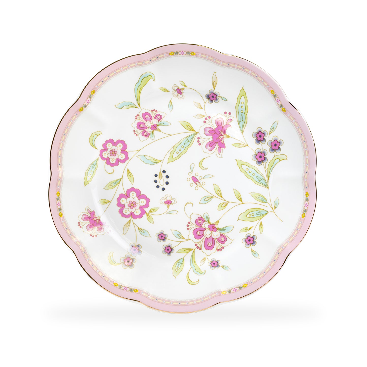 Pink Corn Flowers with Pink Rim Fine Porcelain Dessert/Dinner Plate