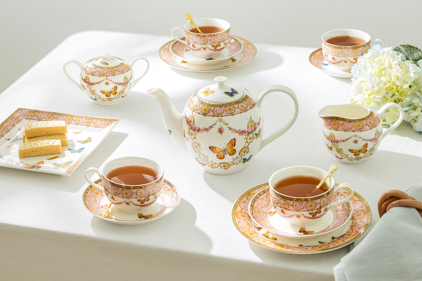 Grace Teaware Pink Butterfly and floral tea set fine porcelain