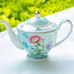 Grace Teaware Mint Floral Garden Fine Porcelain Teapot