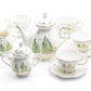 Grace Teaware Christmas Pine Trees Fine Porcelain Tea Set