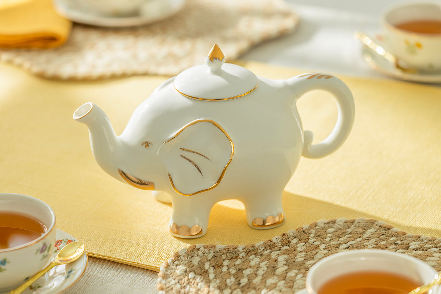 Grace Teaware White Gold Elephant Teapot