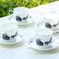 Stechcol Gracie Bone China Winter Wonderland Santa Carriage Bone China Tea Cup and Saucer set of 4