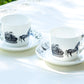 Stechcol Gracie Bone China Winter Wonderland Santa Carriage Bone China Tea Cup and Saucer set of 2