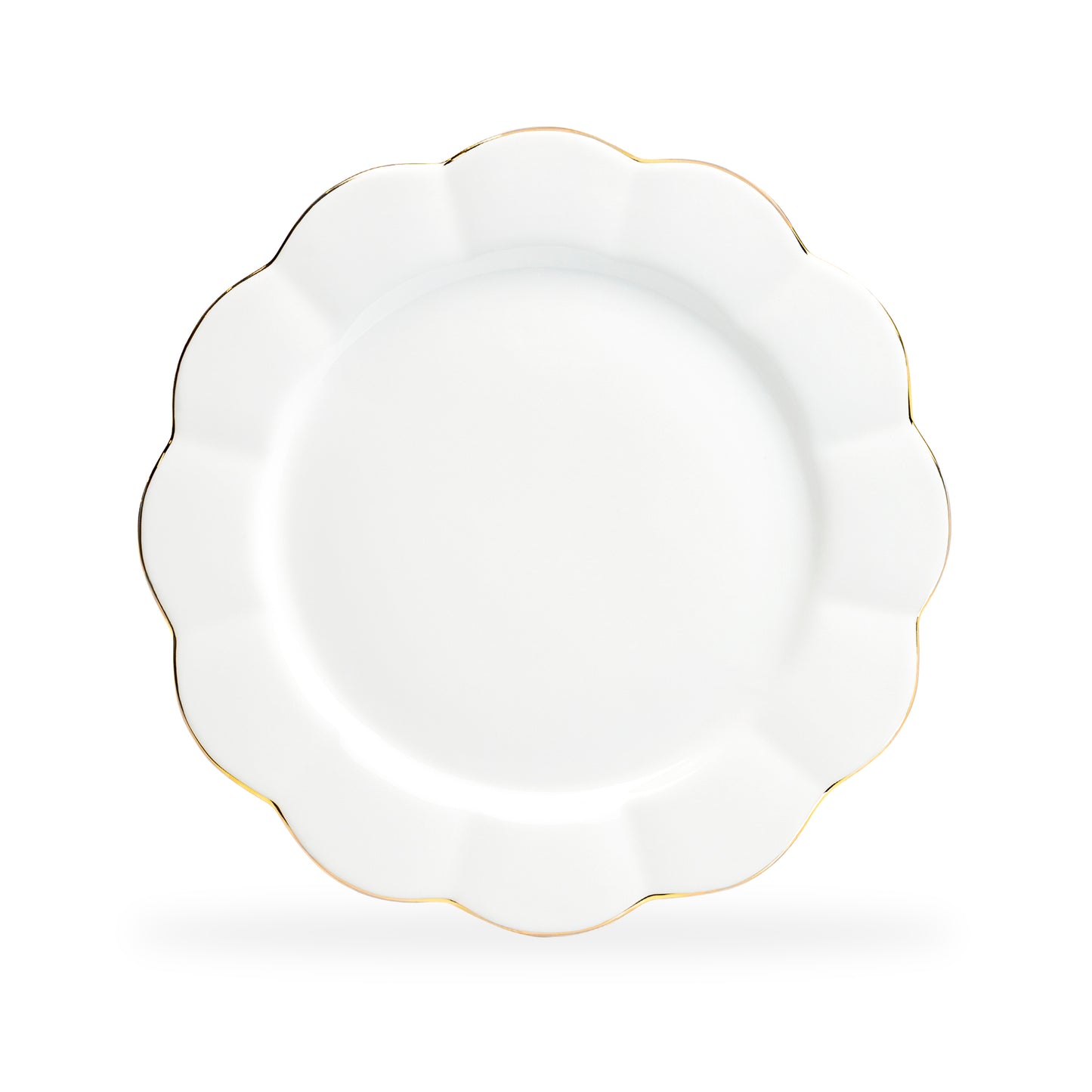 White Gold Scallop Fine Porcelain Dessert/Dinner Plate